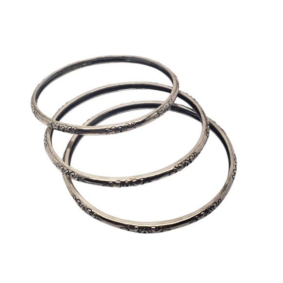 Silpada Sterling Silver Set Of 3 Willow Bangle XO Bracelets # 19624 - Picture 1 of 12